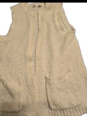 Vintage Classic Fashions Cream Knit Sweater Vest Womens Pockets 44